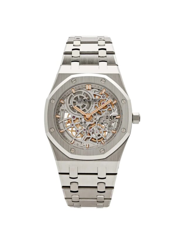 Audemars Piguet Royal Oak 16204ST.OO.1240ST.01 with a 39mm stainless steel case, rhodium Openworked dial, and matching stainless steel bracelet.