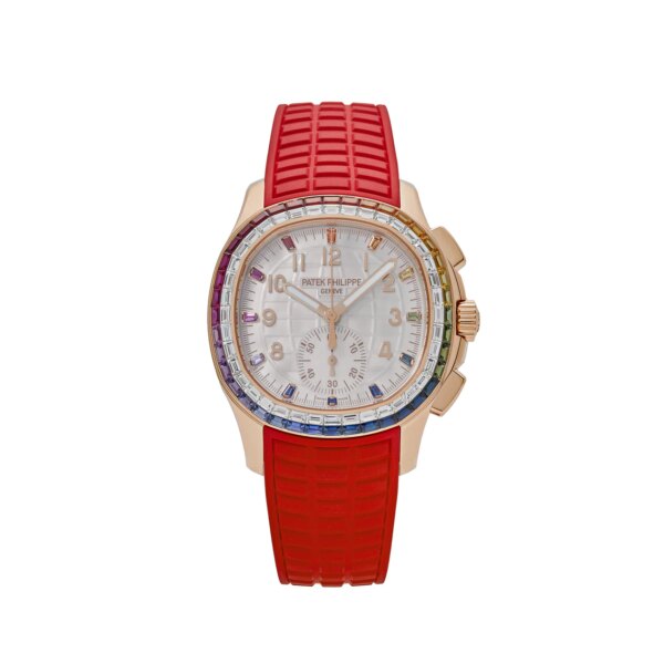 Patek Philippe Aquanaut Luce 7968/300R-001 Rose Gold 'Rainbow' Bezel Mother Of Pearl Dial.