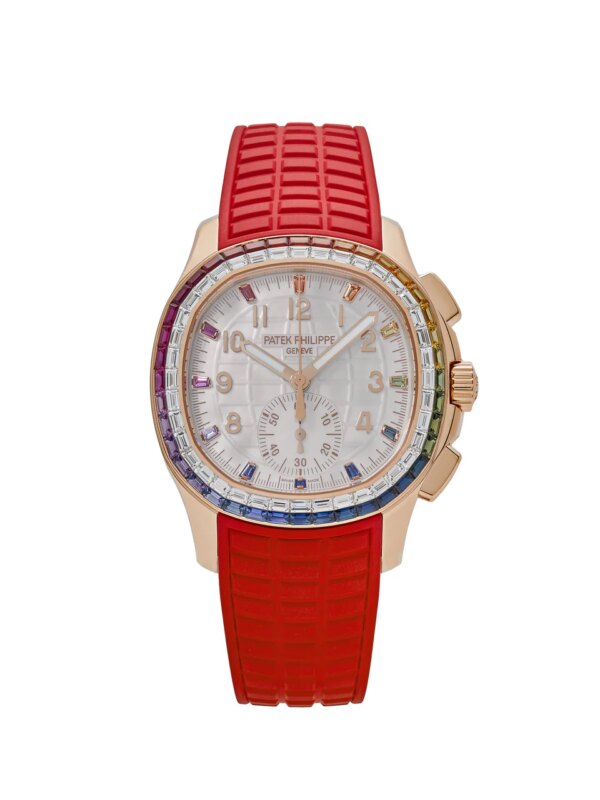 Patek Philippe Aquanaut Luce 7968/300R-001 Rose Gold 'Rainbow' Bezel Mother Of Pearl Dial.
