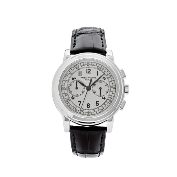 Patek Philippe Complications 5070G-001 Annual Calendar Chronograph White Gold Silver Dial 2005.