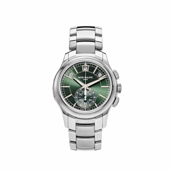 Patek Philippe Complications 5905/1A-001 Annual Calendar Flyback Chronograph Green Dial.
