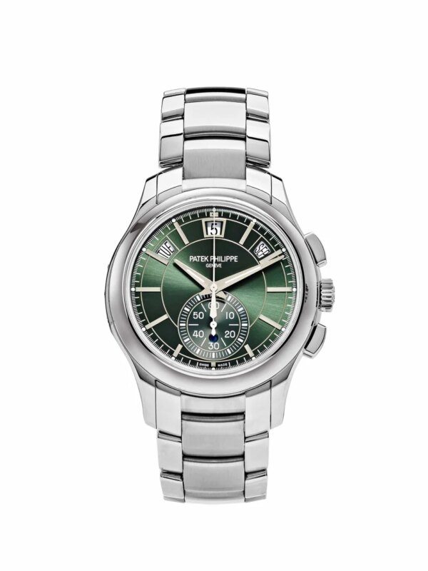 Patek Philippe Complications 5905/1A-001 Annual Calendar Flyback Chronograph Green Dial.