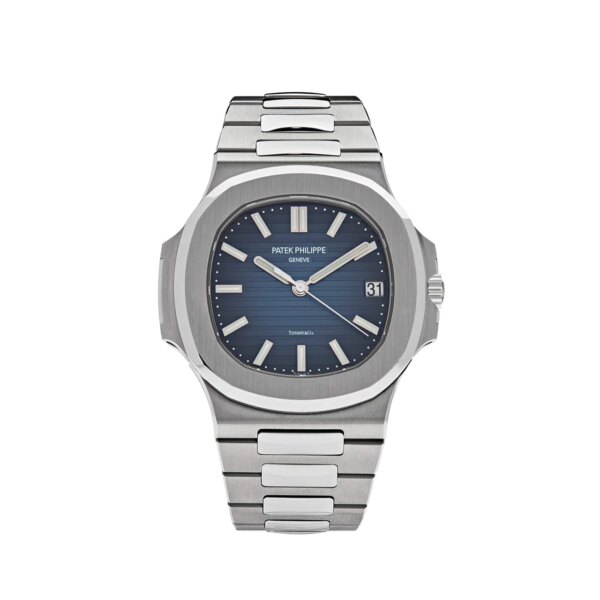 Patek Philippe Nautilus Stainless Steel Blue Tiffany & Co. Dial 5711/1A-010 with a stainless steel case, blue dial, and integrated stainless steel bracelet.