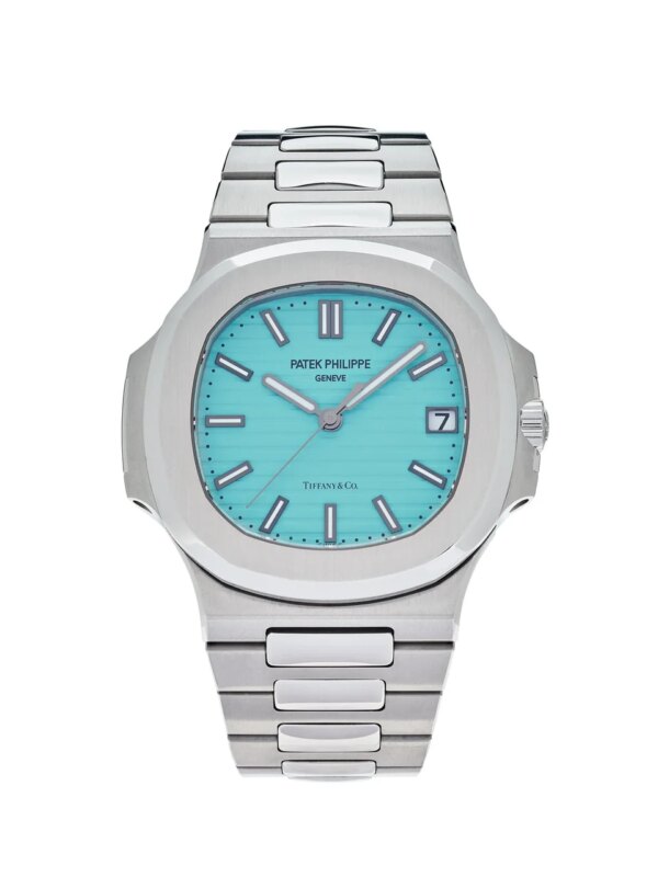 Patek Philippe Nautilus Tiffany & Co. Blue Dial 5711/1A-018 (2023) in stainless steel, featuring a Tiffany blue dial with embossed pattern and luminous markers, and an integrated bracelet.