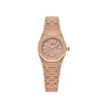 Audemars Piguet Royal Oak 'Mini' in frosted rose gold with a Petite Tapisserie dial.