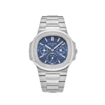 Patek Philippe Nautilus Perpetual Calendar Tiffany & Co. Blue Dial 5740/1G-001 with 18k white gold case, blue dial, and integrated Perpetual Calendar complications.