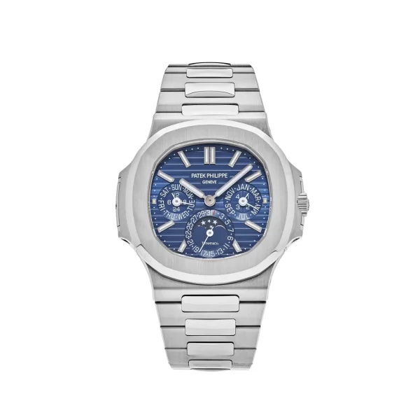 Patek Philippe Nautilus Perpetual Calendar Tiffany & Co. Blue Dial 5740/1G-001 with 18k white gold case, blue dial, and integrated Perpetual Calendar complications.