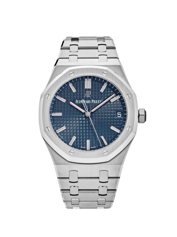 Audemars Piguet Royal Oak Selfwinding 41mm Stainless Steel Blue Dial 15500ST.OO.1220ST.01 with blue Grande Tapisserie dial and stainless steel bracelet.