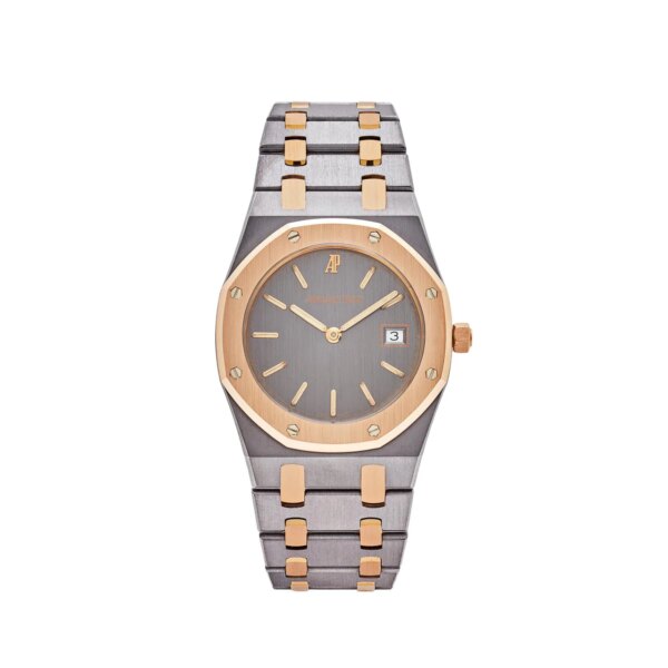 Audemars Piguet Royal Oak 56175TR.O.0789TR Two-Toned Tantalum Rose Gold Slate Dial with quartz movement and date window.