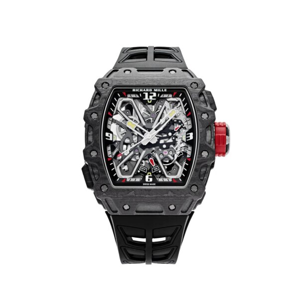 Richard Mille RM 35-03 Automatic Rafael Nadal with butterfly rotor, carbon case, and skeletonized dial, showcasing mechanical innovation and sporty design.