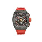 Richard Mille RM 11 Romain Grosjean "Lotus F1" with carbon NTPT and rose gold case, skeletonized dial, and racing-inspired chronograph features.