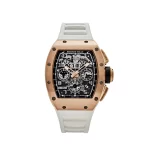 Richard Mille Felipe Massa Boutique Edition RM 11 luxury watch with a tonneau-shaped case, automatic movement, skeletonized dial, and chronograph, embodying precision and refinement.