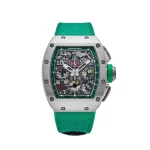 Richard Mille RM11 Felipe Massa Le Mans Classic with a 50 x 40mm titanium case, transparent skeleton dial, and motorsport-inspired chronograph features.