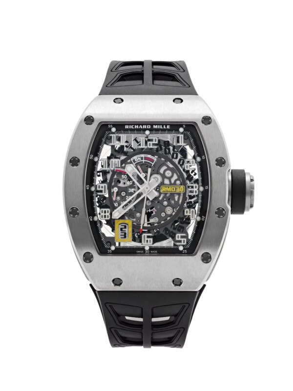 Richard Mille RM 030 Titanium with sleek tonneau case, skeletonized dial, and luxurious strap, embodying modern elegance and cutting-edge craftsmanship.