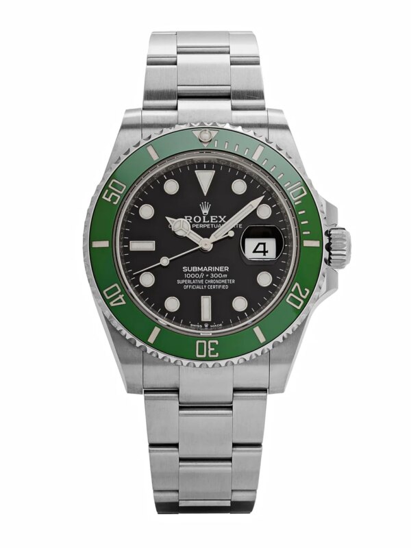 Rolex Submariner Date 126610LV 'Starbucks MK2' in stainless steel, featuring a black dial, green Cerachrom bezel, and Oyster bracelet. 2023 luxury dive watch.