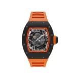 Richard Mille RM 030 Americas Limited Edition with black carbon case, vibrant orange accents, and a luxurious strap, showcasing bold design and exceptional craftsmanship.