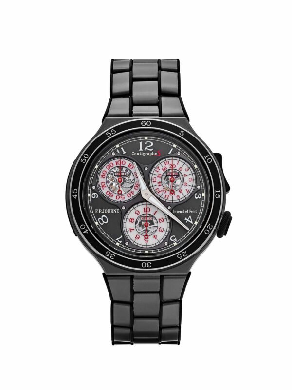 F.P. Journe Linesport Centigraphe CTS2 Titanium Grey Dial, featuring a 44mm lightweight titanium case, grey dial with red accents, and an integrated bracelet.